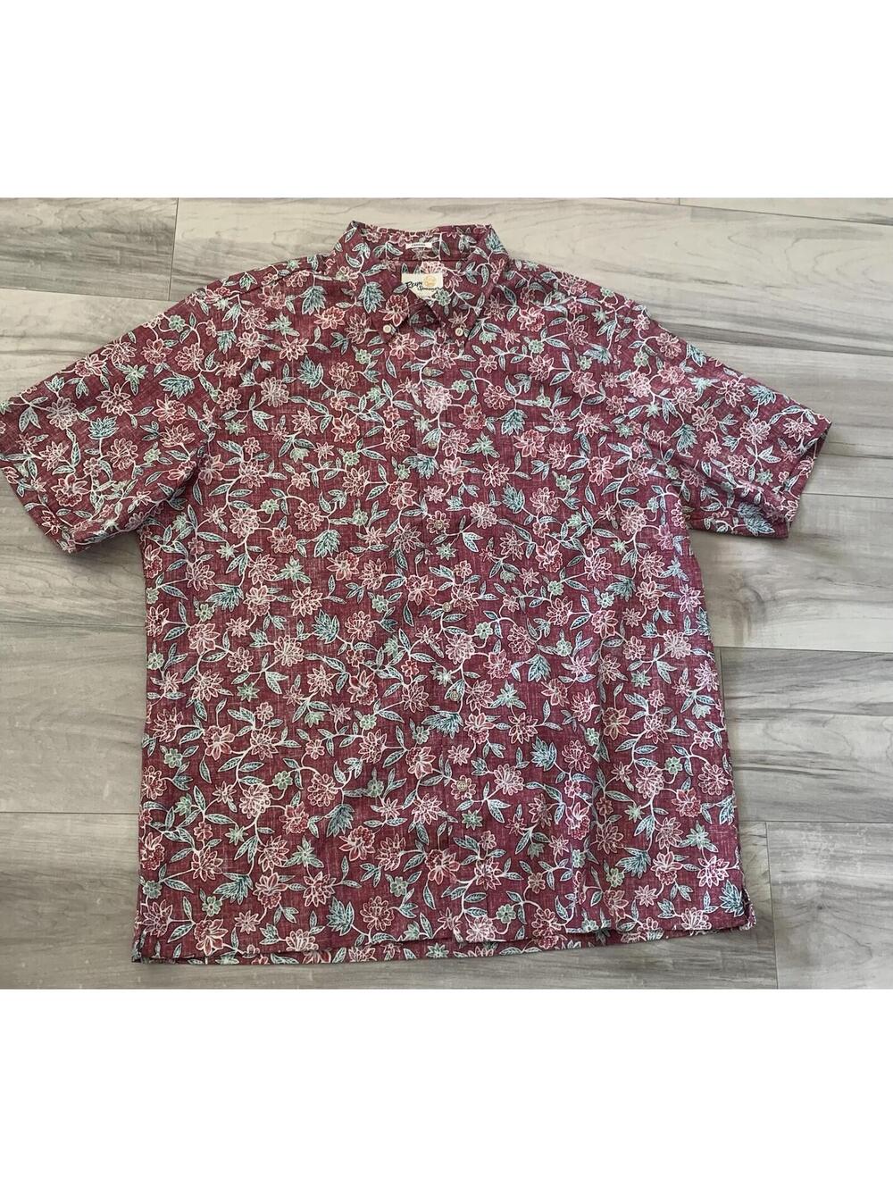 Reyn Spooner Classic Button Up Shirt Reverse Print Red Floral Hawaiian SZ XL